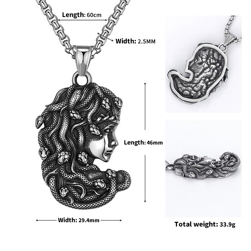 Medusa-Inspired Serpentine Chain Necklace Elegant 60cm Punk Fashion Jewelry