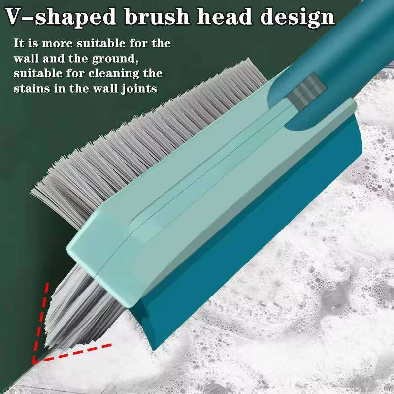 3 in 1 Broom Adjustable Tool Bathroom Home Cleaning Water Squeegee Stiff Bristle Corner Gap or Clean Brush