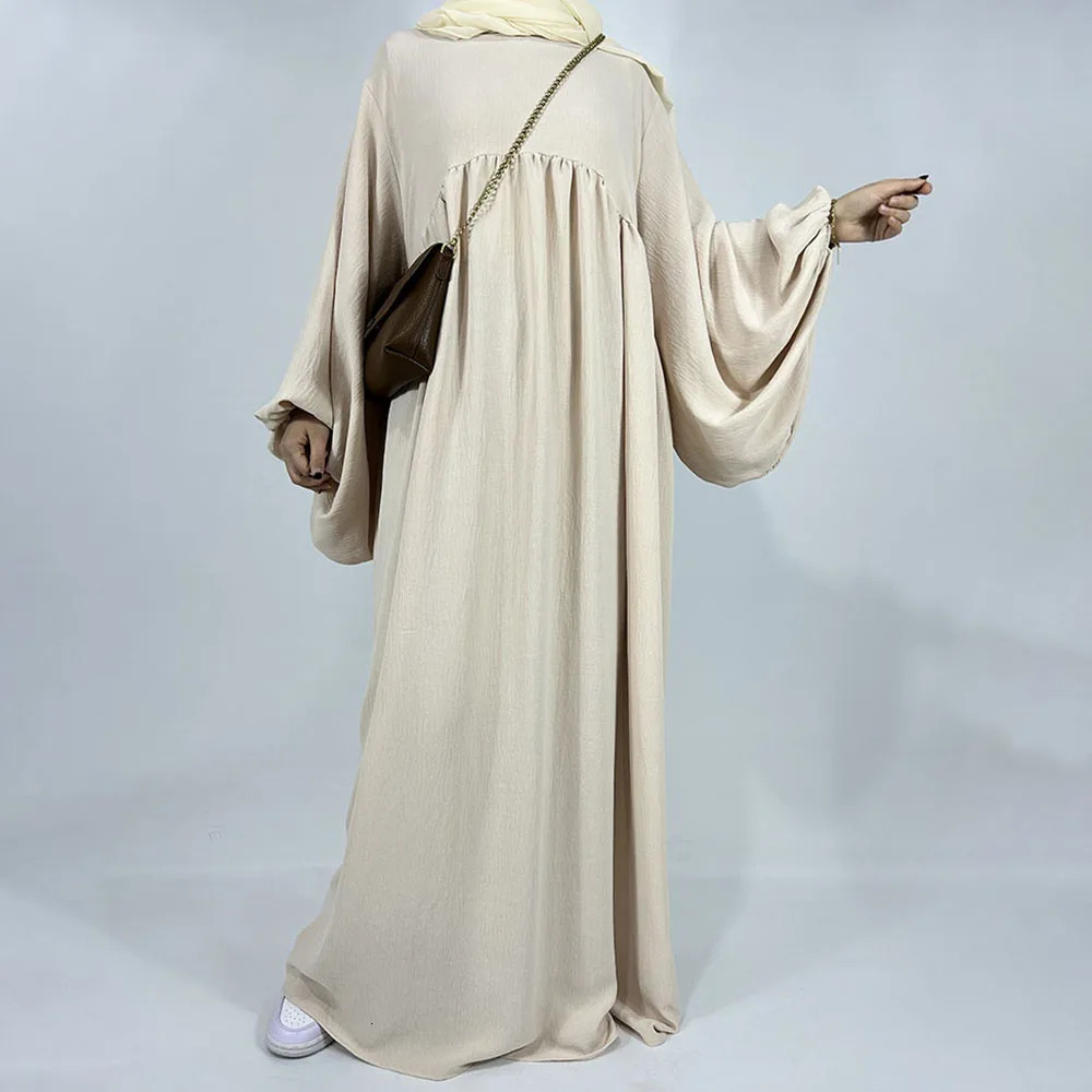balloon sleeves Abaya jazz crepe wide sole loose EID Ramadan Dubai Muslim women wholesale Islamic clothing humble dress 250326