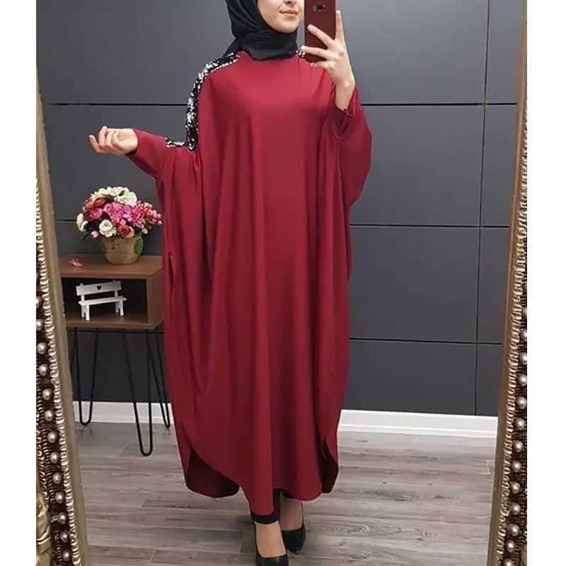 Modest Abaya Sequins Kaftan Women Muslim Prayer Garment Islamic Clothing Arabic Robe Dubai Turkey Eid Ramadan Caftan Gown Abayas X2505141