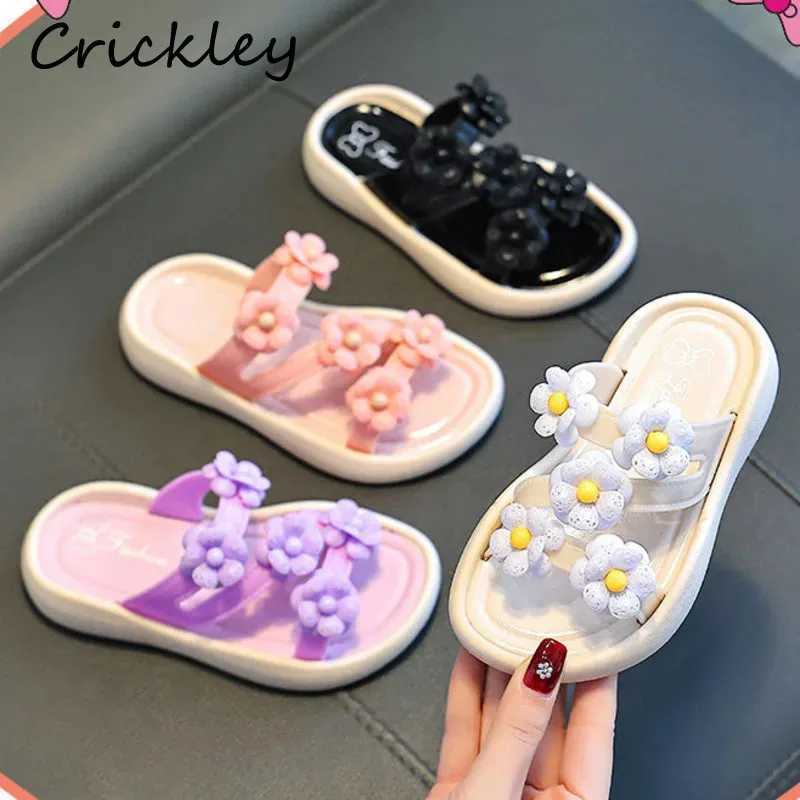 Slipper Flower 3D Girl Fashion Slide Summer PVC Childrens Princess Shoes Barefoot Non slip Soft Bottom Beach Swimming Pool Childrens Slide S25326