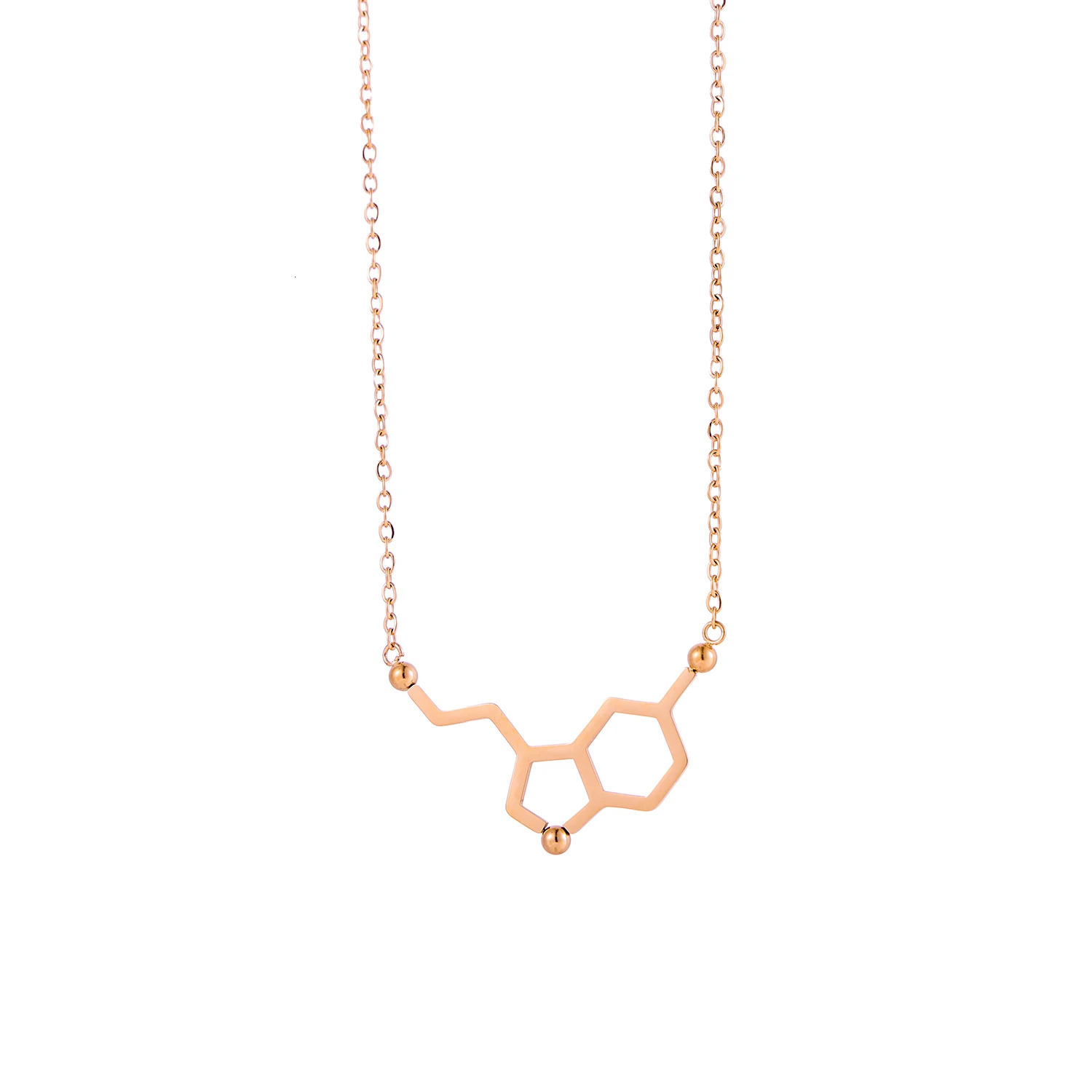 Carlidana Fashion Dopamine Necklace 5hydroxytryptamine Molecular Hypoallergenic Stainless Steel Chemical 250325