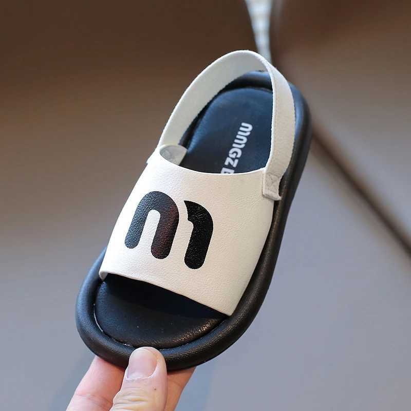 Slipper Summer Beach Sandals for Boys Korean Style 2025 Fashion Childrens Shoes PU Leather Non slip Soft Bottom Childrens Shoes S25326