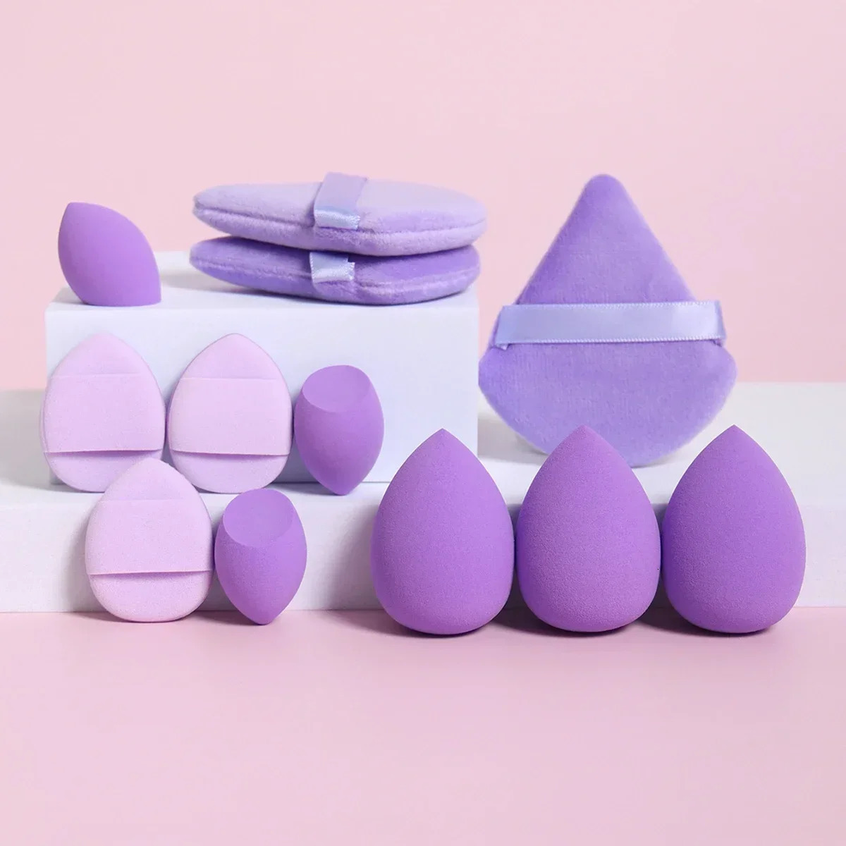 12Pcs Makeup Sponge Velvet Triangle Powder Puff Face Finger Puffs Mini Beauty Egg Liquid Foundation Tools Make Up Accessories 250317