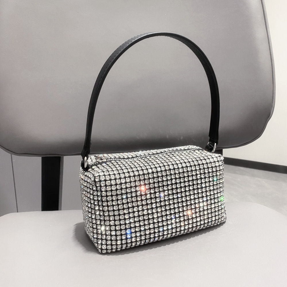 Women S Full Of Diamonds Hand Held Single Shoulder Shiny Rhinestone Crossbody Bag Handmade Bag With Diamond Inlay Women S Handbag