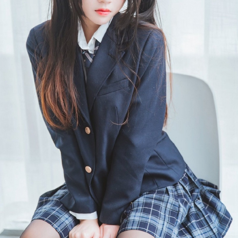 T3261 Trendy Black JK School Outfit Jacket for Girls Durable Classroom Wear