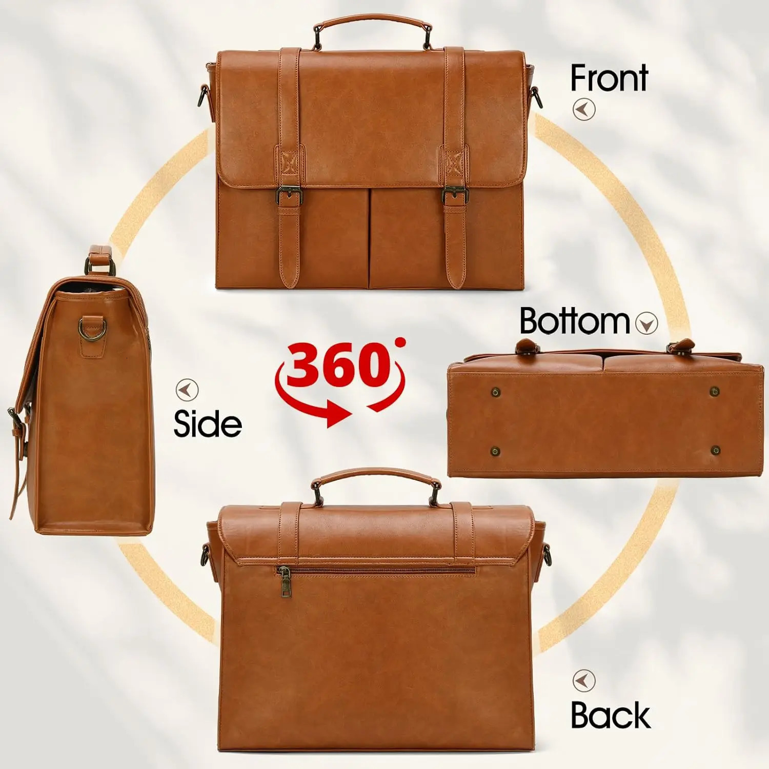 Rainsmore vintage mens messenger bag waterproof leather briefcase laptop large capacity business university shoulder 250326