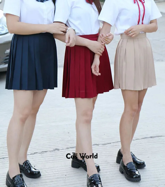 XS3XL 17 Color Girl Japanese Summer High Waist Wrinkle Skiing Suitable for JK School Uniform Student Clothing 250326