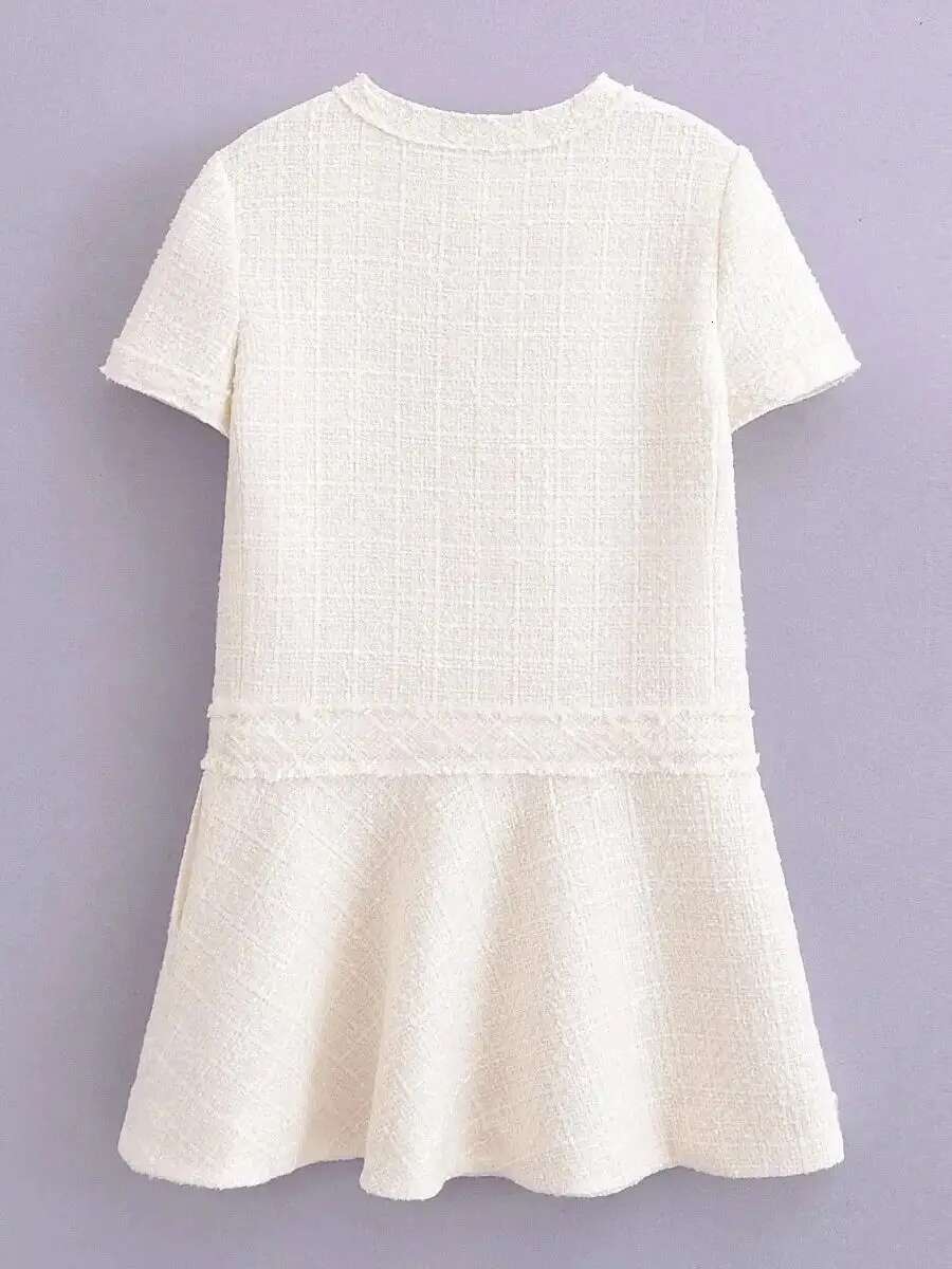 Ladies Short Elegant Fashion Summer New Chic Slim O-Neck Holiday Youth Party Women Street Student Mini Dress Female