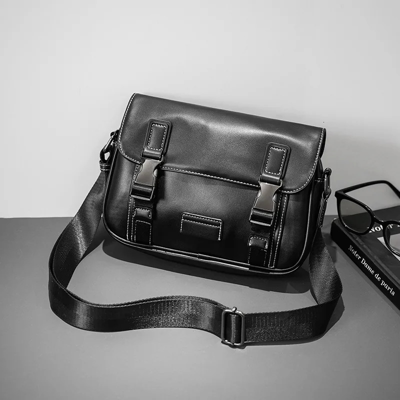 Mens Messenger Bag Fashion Patch Work PU Leather Cross Body Shoulder Square Backpack Strap Handbag 250326