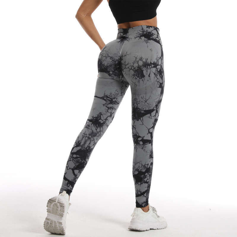 Women Yoga Pants Tie Dye Peach Hip Lifting Yoga Exercise Tight Fitting Super Elastic High Waist Pilates Advanced Sense Training Fitness Pants