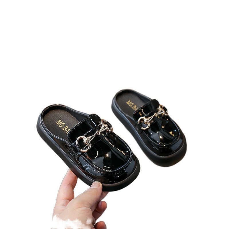Slipper Girls shoes small leather shoes autumn 2025 new style stylish childrens princess shoes big childrens black girls performance shoes S25326