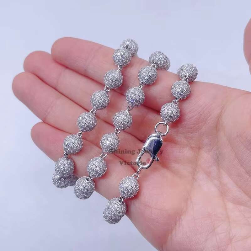 Hip Hop Bling Men Fashion Custom Made Moissanite Diamond Iced Out Rosary Chain
