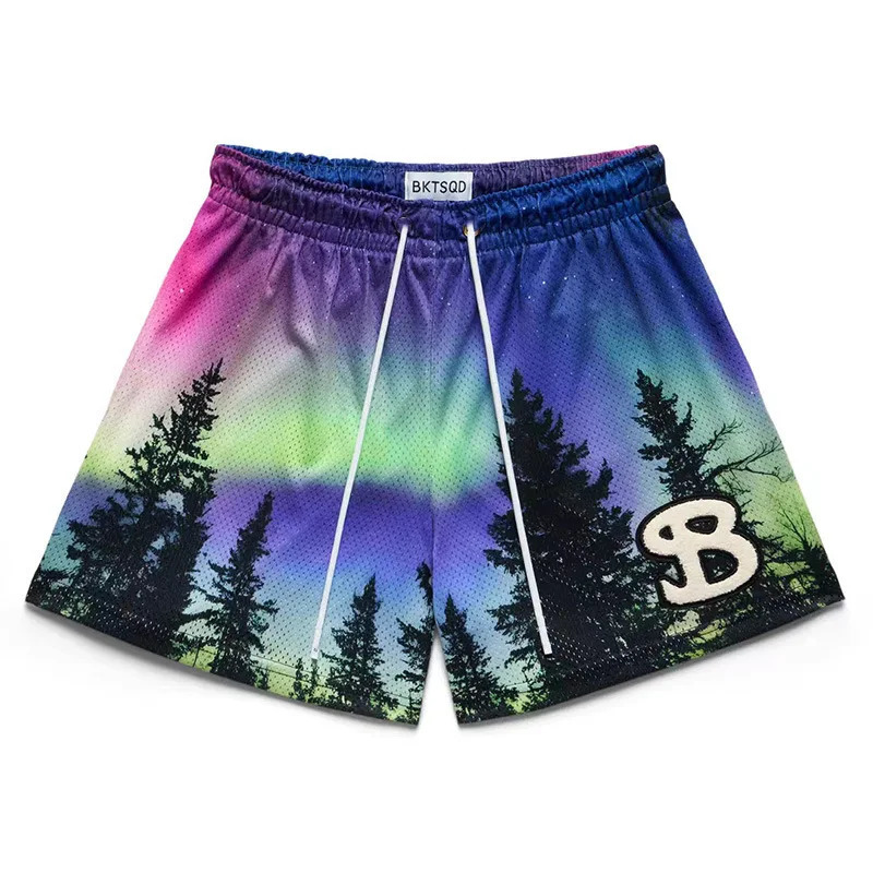 Aurora style mesh quick drying shorts mens casual sports running quarter basketball pants summer fashion 250322