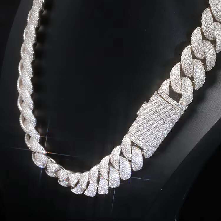 Hip Hop Luxury 20mm 5 Rows Diamonds Iced Out Moissanite S925 Silver Miami Cuban Link Chain Necklace Men With GRA Certificate