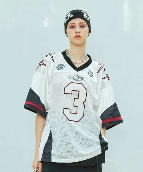 New American Retro Jersey Hip-Hop Short-Sleeved T-Shirt Summer High Street Design Loose Casual Sports Shoulder Sleeve Top
