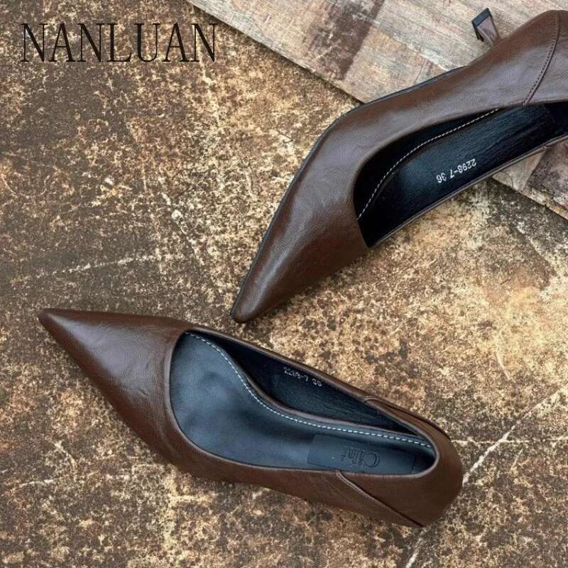 Boutique Autumn New Pointed Toe Stiletto Women's High Quality Slip-on Best-selg Fashion Shoes