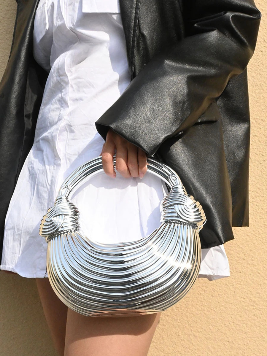 Gold and silver evening bag wallet handbag y ner shoulder round party wedding acrylic shiny clutch 250326