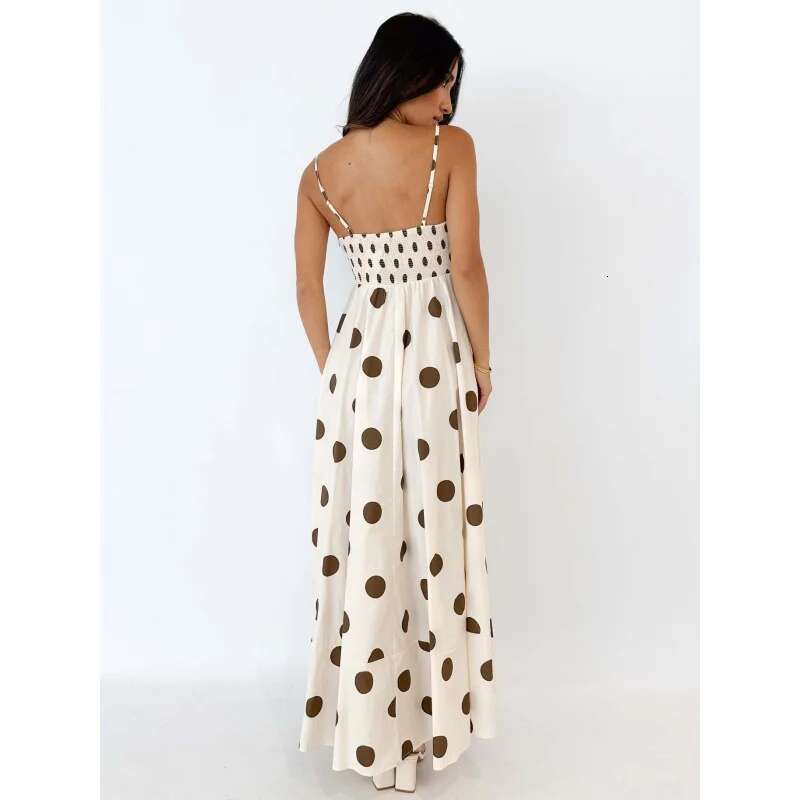 Dongdumaoyi Zomermode Bedrukte Rugloze Strappy Sexy Maxi Damesjurk Met Hoge Taille Stijlvol En Comfortabel