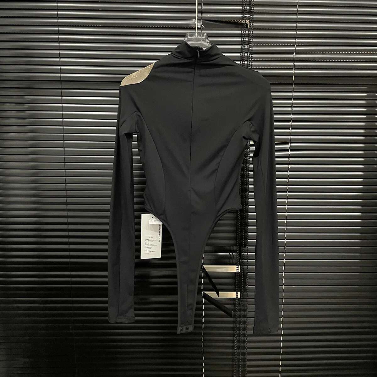 Spring New Arrival Long Sleeve Patchwork Mesh Transparent Bodysuits Women Romper Gt011