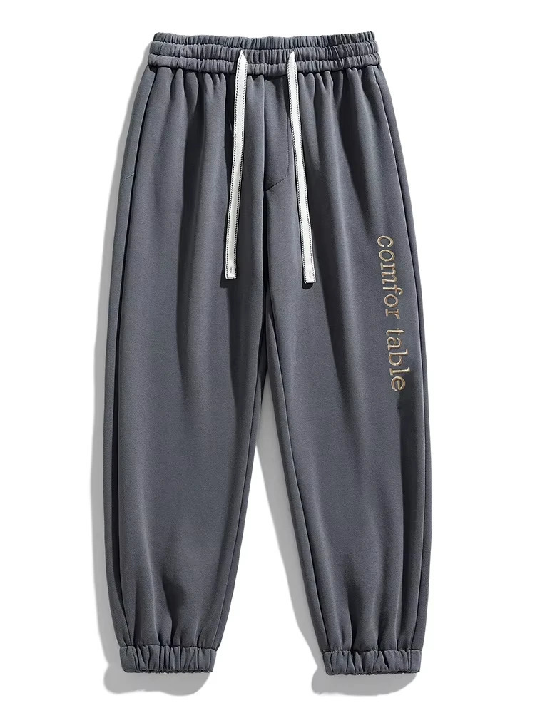 Large mens sports pants spring autumn casual bag jogging string with solid color shirt cotton loose Trouser 8XL 250327