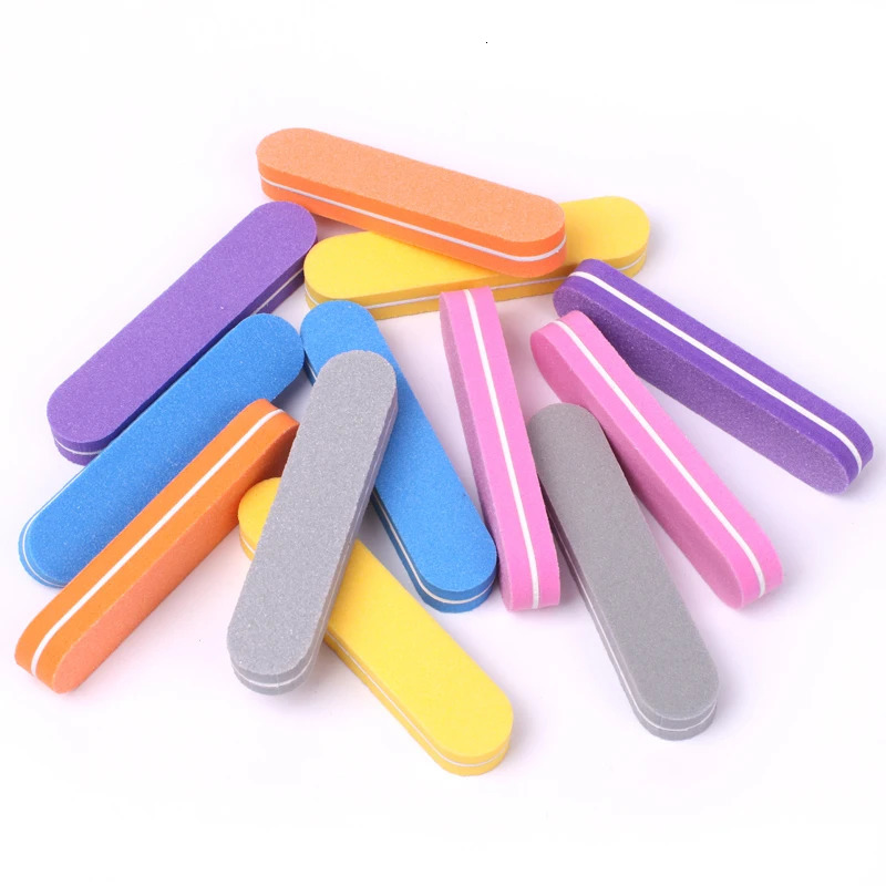50Pcs Mix Color Mini Nail File Buffers Sponge 100/180 Grit Double Sided Sanding Block Gel Polishing Foam Manicure Nail Art Files 250324