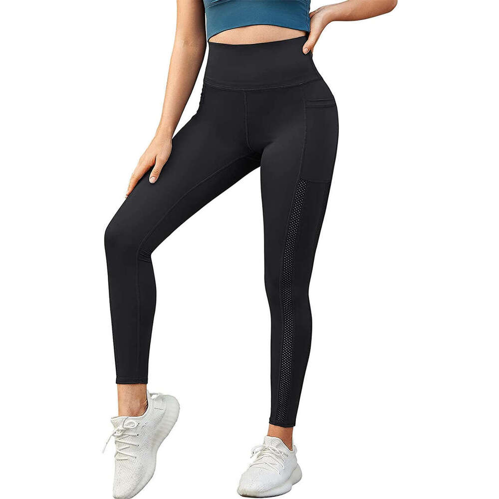 Women Yoga Pants Autumn Winter Pencil Printed Hip Lifting With Waist And High Elasticity Regular Mesh Splicing Bottom Pants YJ