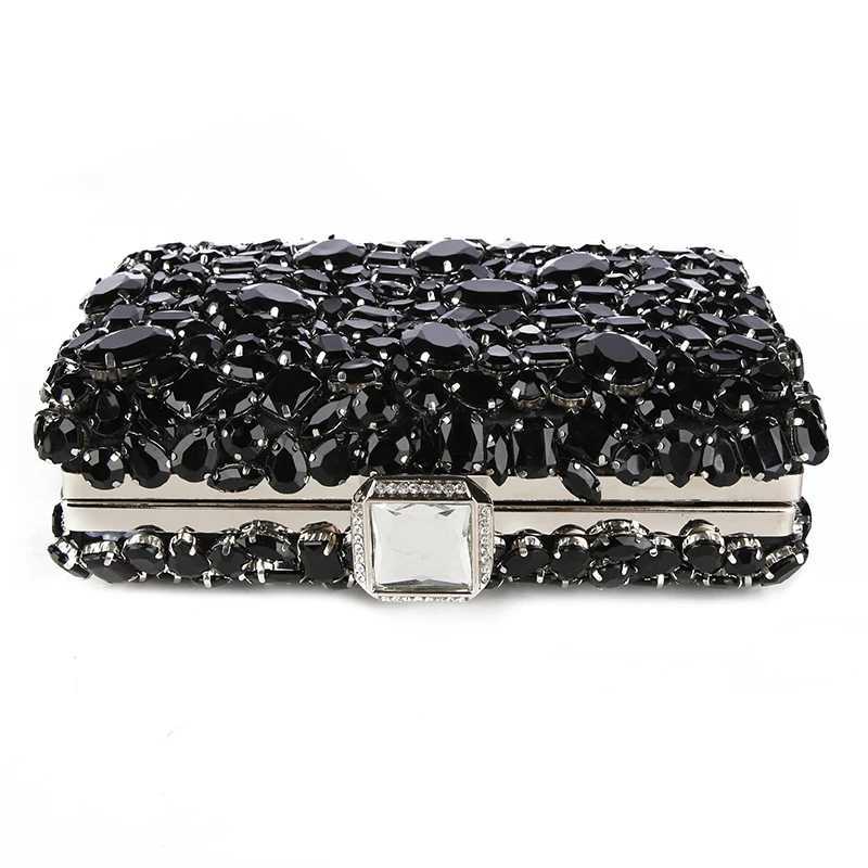 Womens clutch evening bag bead crystal womens wedding wallet rhinestone handbag silver black womens evening bag Z250327