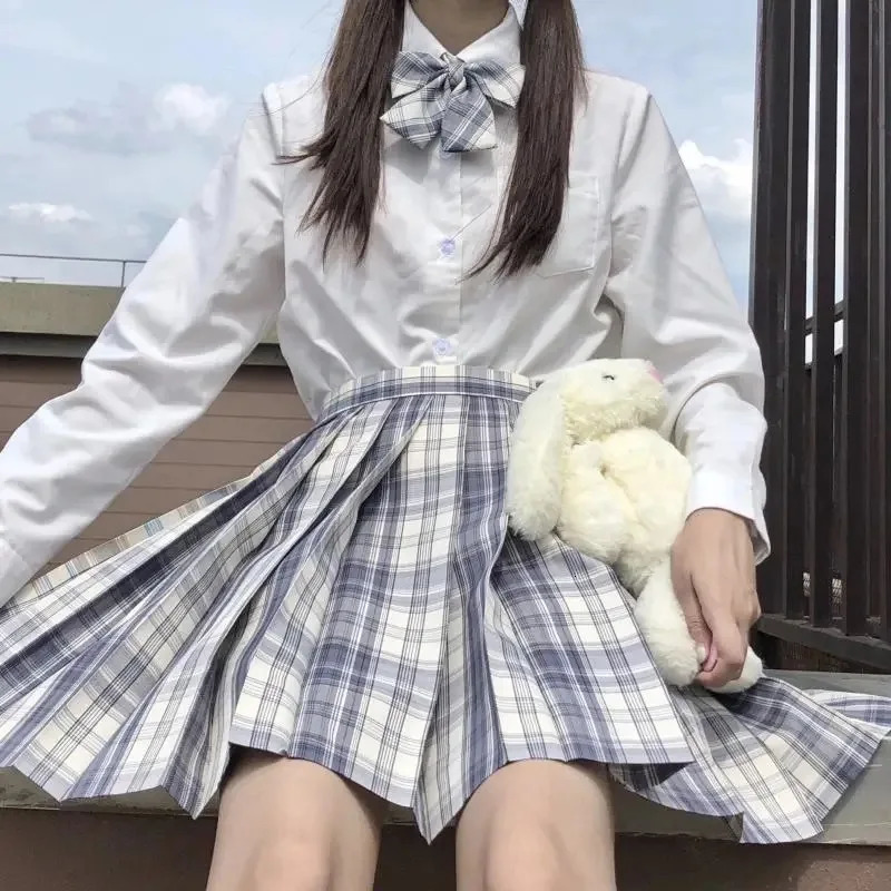 Japanese school uniform original Jk Plus size S8xl spring and autumn checkered skirt top bow set sailor 250326