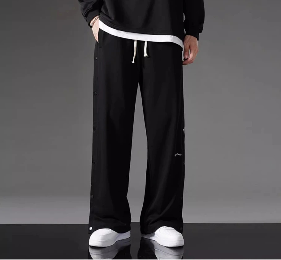 Boys fashion straight trend handbag street hiphop wide leg open collar flower casual sports pants 250327