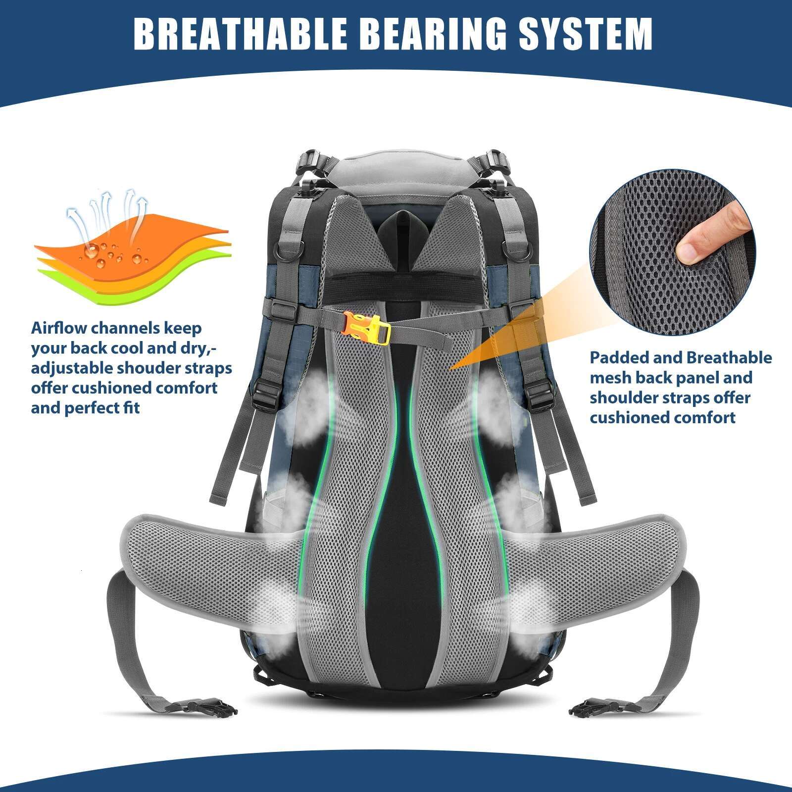 50L Waterproof Outdoor Sport Hiking Camping Travel Backpack Pack Mountaineering Climbing Trekking Bag Knapsack With Rain Cover