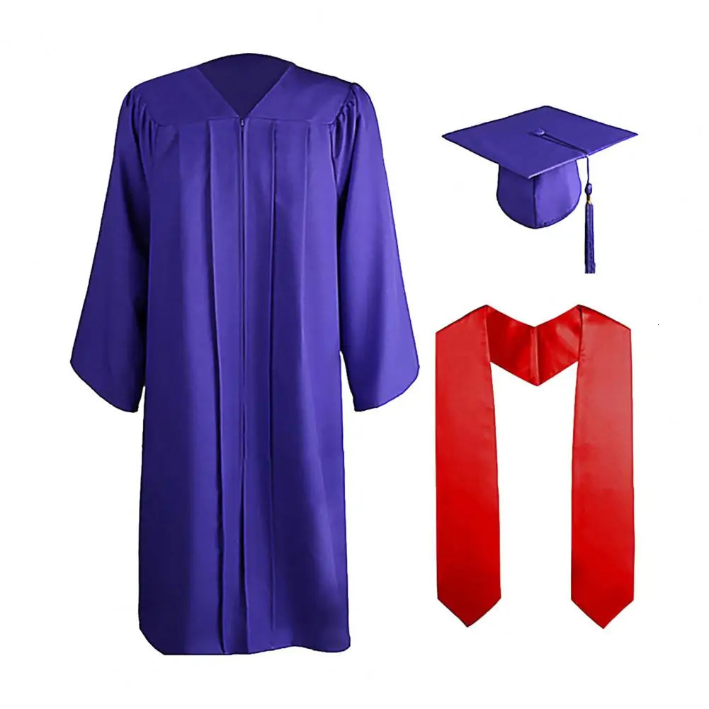3 piecesset Adult Graduate School Dress Hat Set Ruffled Academic Bachelor of Fashion College University Uniform Robe 250326