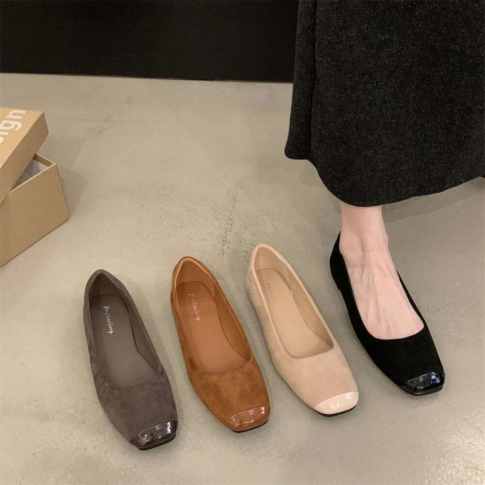 Women's New Elegant Mary Jane Flats Square Toe Spring Autumn Female Low Heel Comfortable Shoes De Mujer