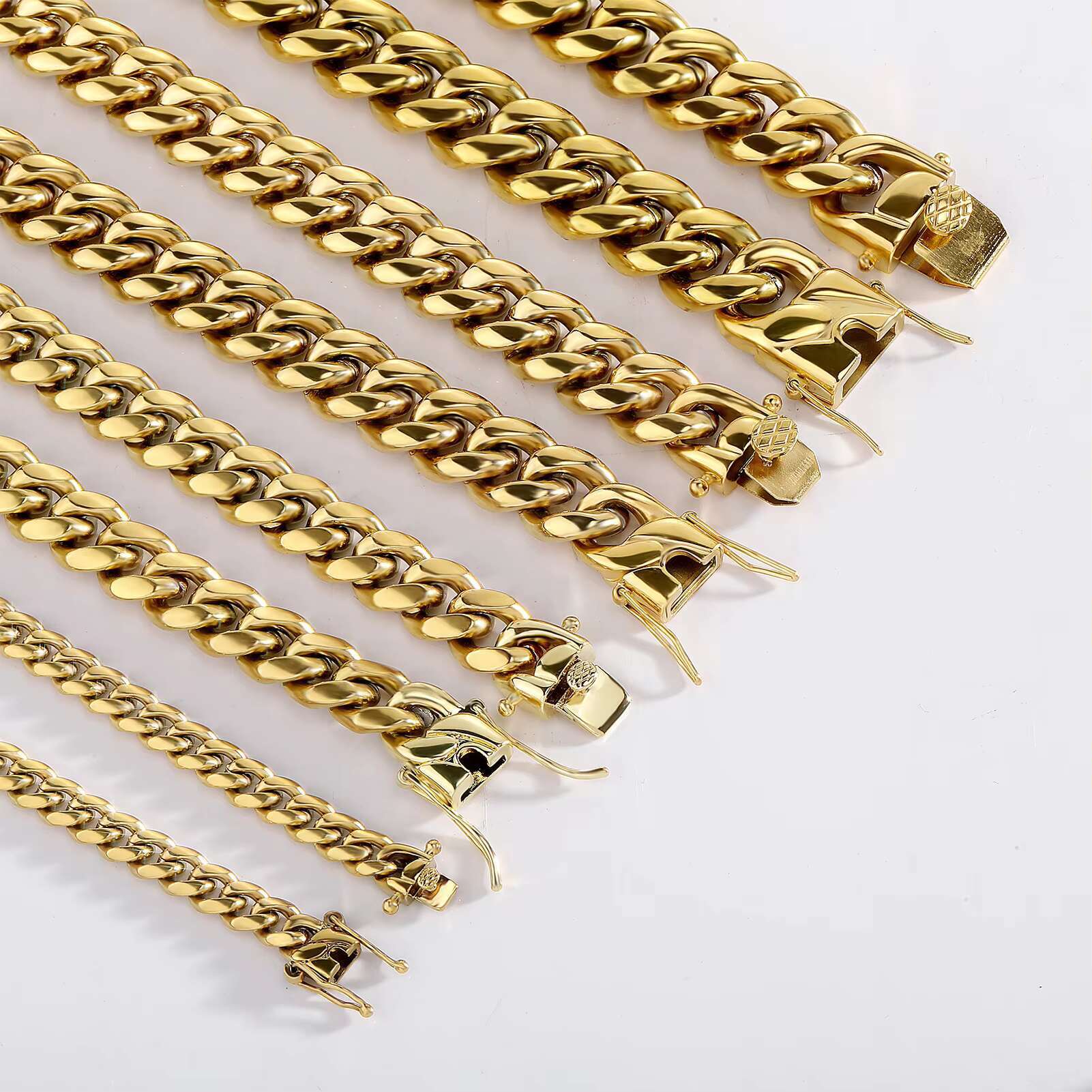 Real 14K Gold Filled Miami Cuban Link Curb Necklace Stainless Steel 6/8mm Solid Diamond-Cut for Men and Women Gift Option
