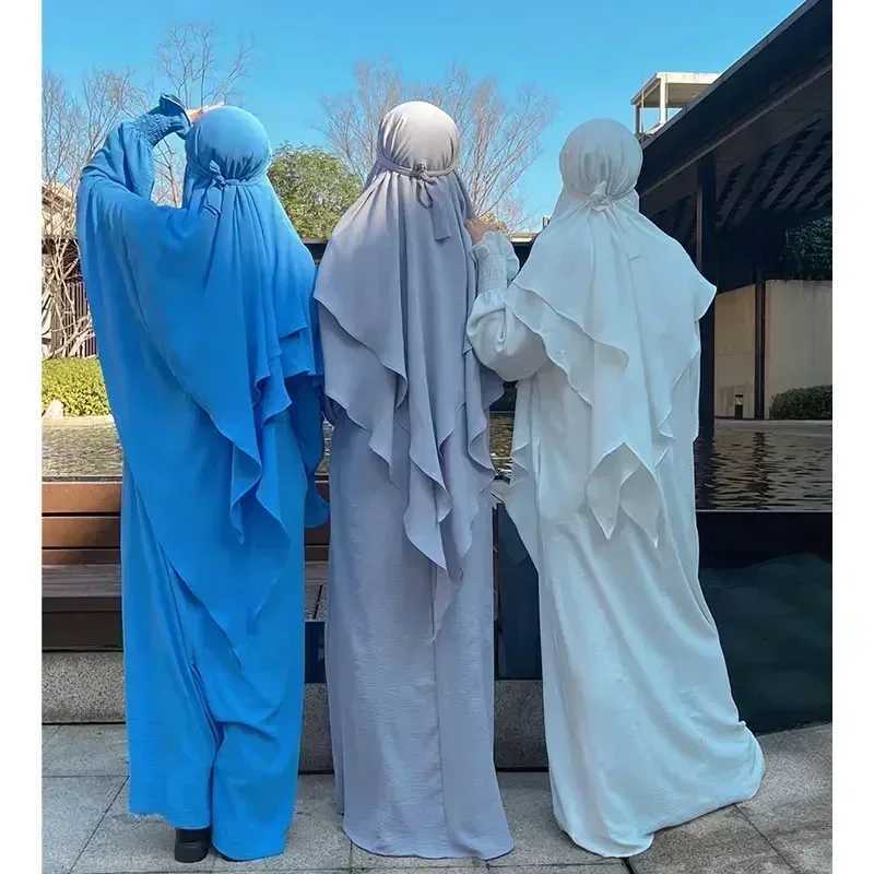 Ramadan Eid al Fitr Headwear Abaya Jilbab 2-piece Muslim Prayer Dress Female Long Khimar Headscarf Islamic Niqab Burka X250327