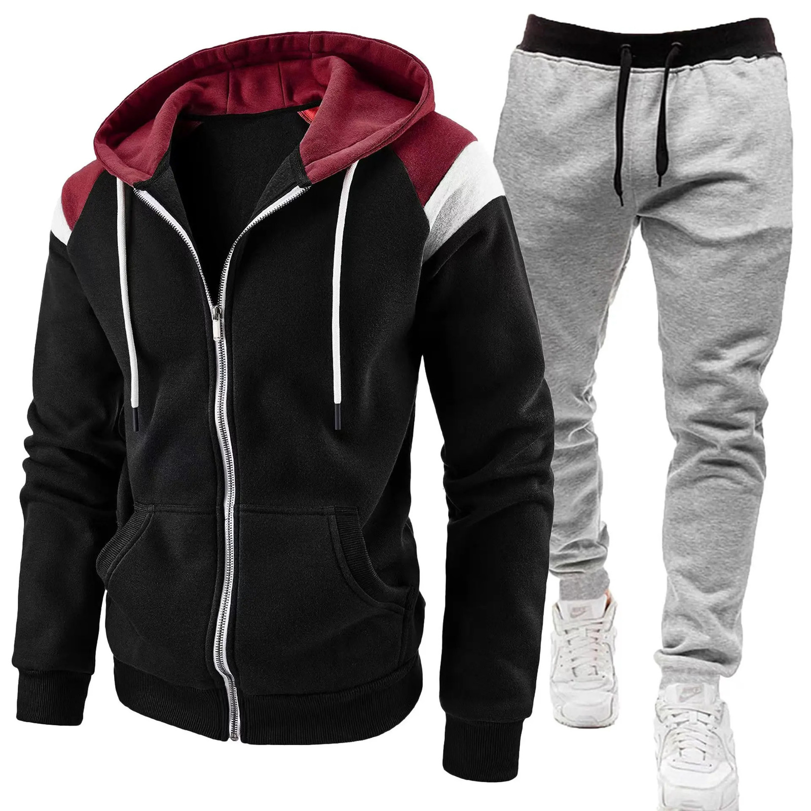 Mens hooded sweater wool cool casual winter clothing sports cardigan long sleeved zipper mens top 250327