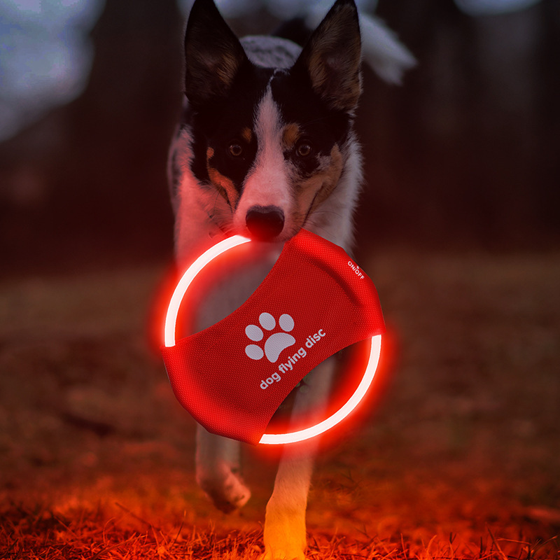 Glowing Dog Flying Disc Brightly Lit, Rechargeable LED Plaything for Canine Training