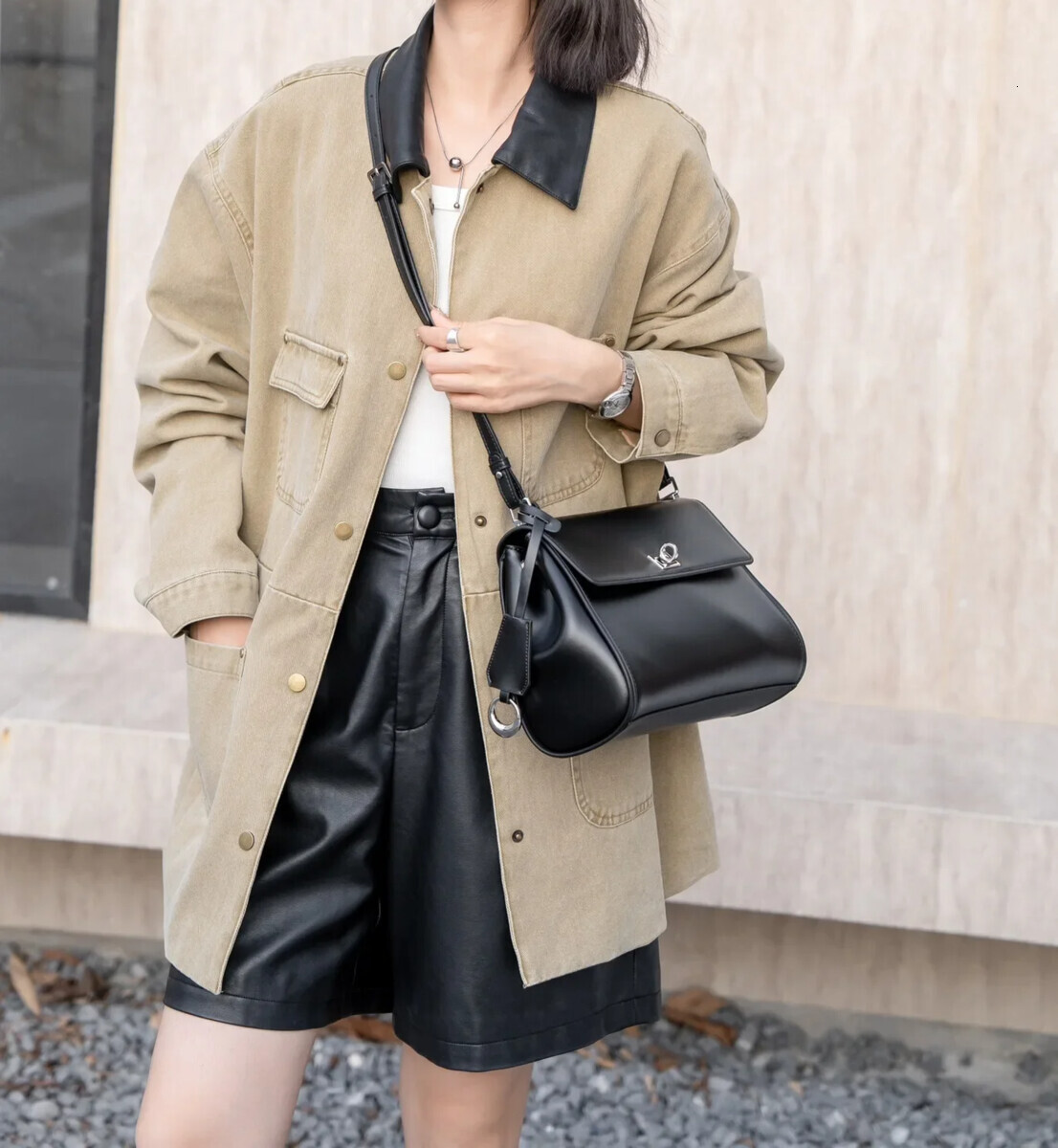 Simple Glossy Cowhide Leather Women Crossbody Black Commuting Versatile Handbag Long High-Quality Single Shoulder Armpit Bag