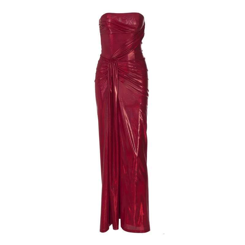 Dongdumaoyi Nieuwe Mode Gebreide Coating Patchwork Tie Back Sexy Sit Lange Bustier Avondjurk C