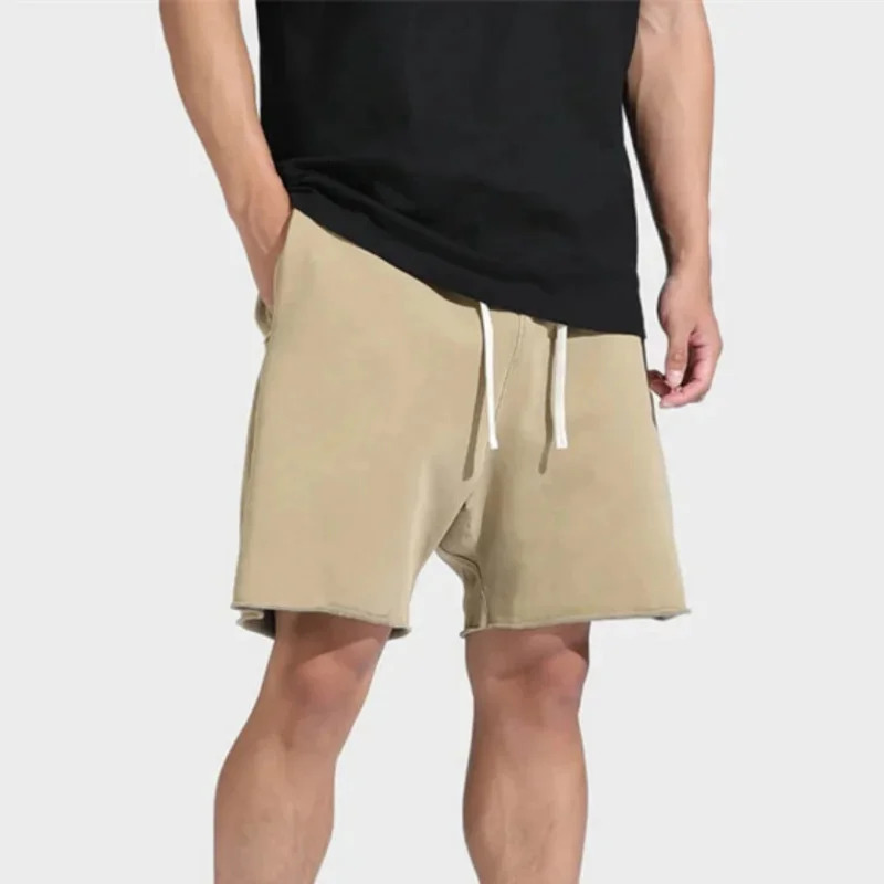 Zipper Pocket Fitness Shorts for Mens Summer Trend Cotton Loose Casual Running Basketball 250326