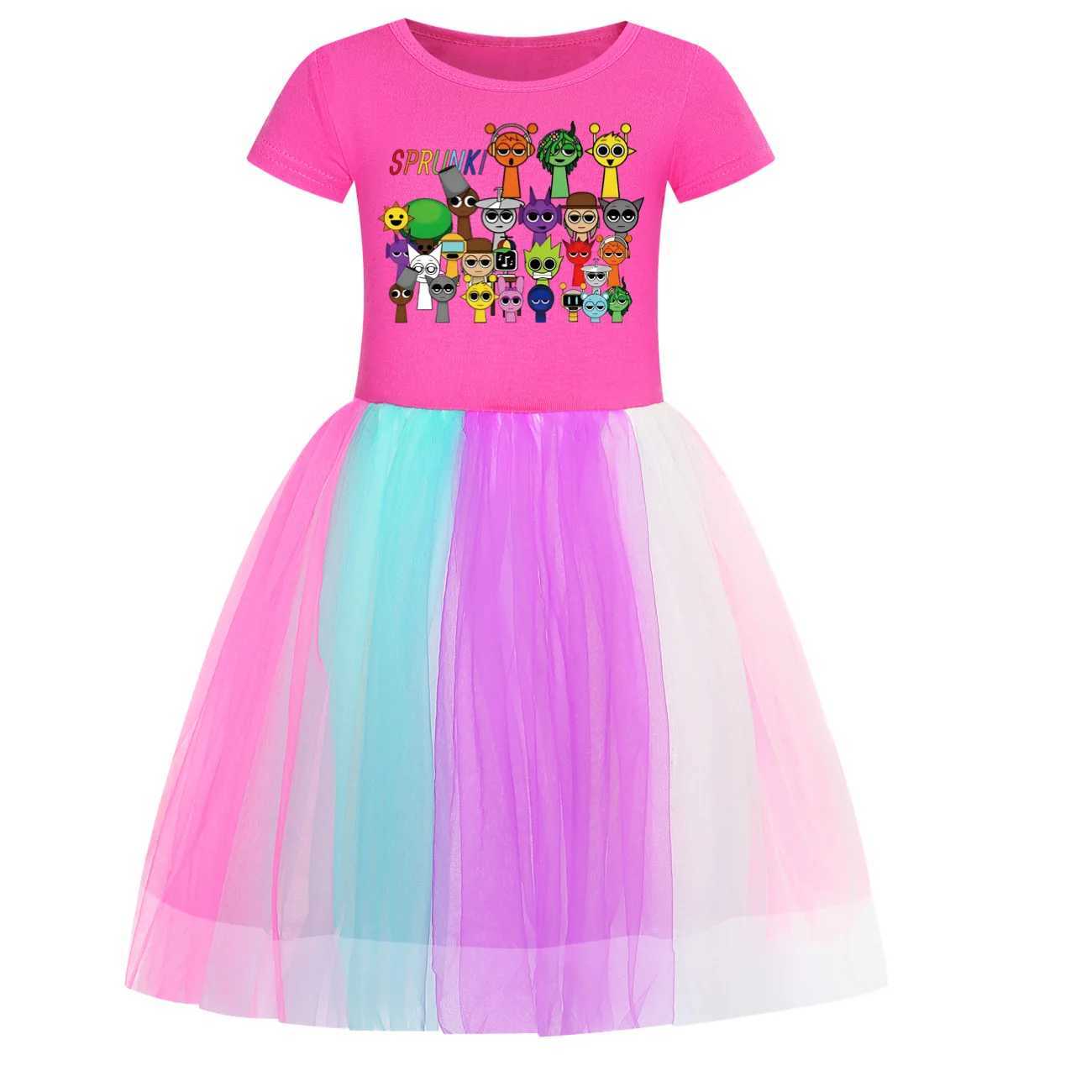 Sprunki dresses childrens summer vacation clothing baby girl games Incrediblebox short sleeved casual dresses and bags childrens wedding vests W250326