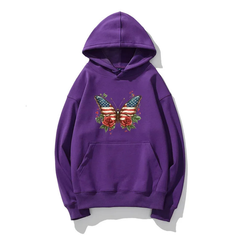 Fashion Butterfly Rose Printed Hoodie Spring Casual Long Sleeve Zipper Sweatshirt Hip Hop Womens Clothing 250326