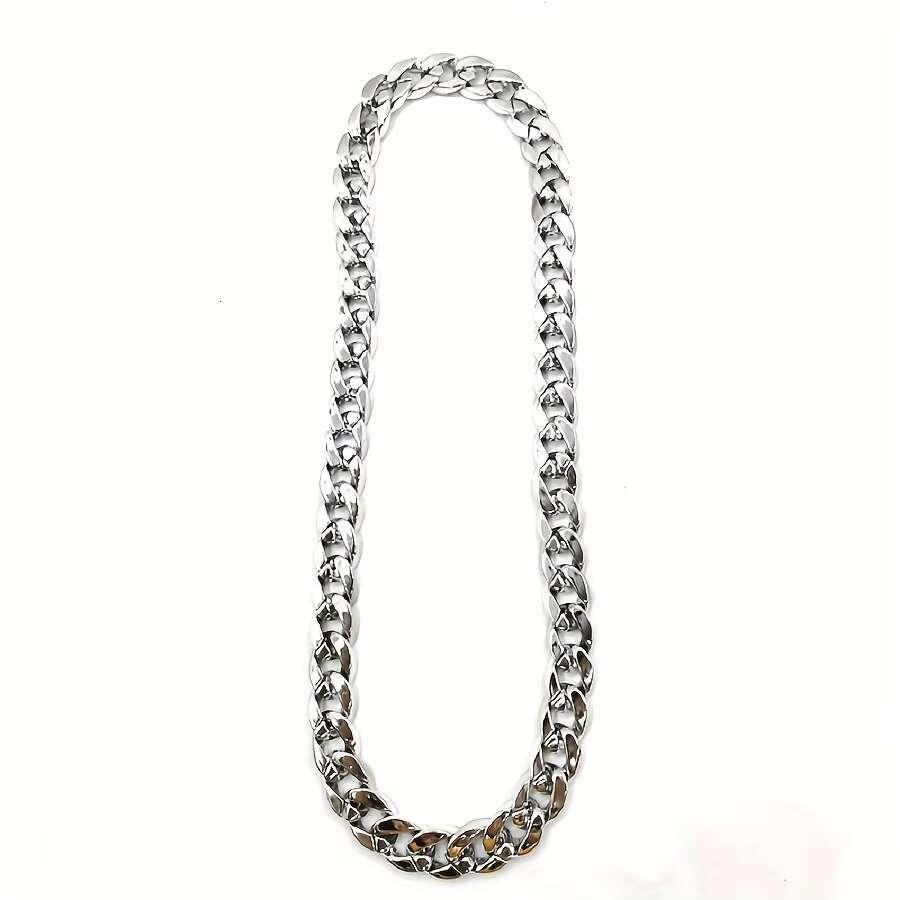 1pcs Mens Golden-Tone Hip Hop Cuban Link Chain Necklace Plastic Fashion Statement Piece for Everyday Special Occasions