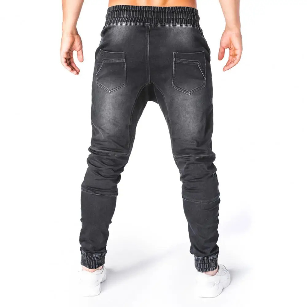 Mens Outdoor Summer Riding Jeans Motorpoof Jeans Skinny Jeans Fashion Pockets Denim Pencil Pants Ankle Tied Denim Trousers 250317