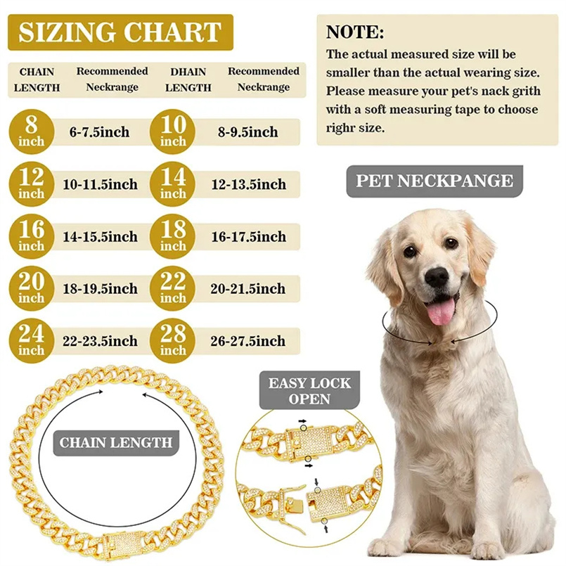 Elegant Pet Apparel Stylish Diamond-Encrusted Stainless Steel Collars for Dogs and Cats