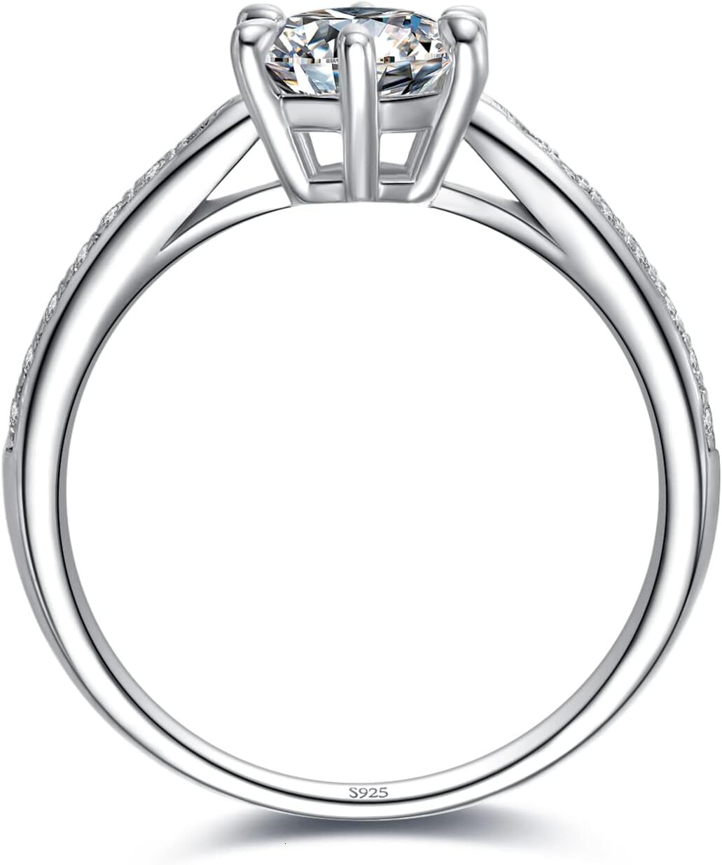 JewelryPalace Classic 1ct 2ct 3ct Moissanite Solitaire Engagement Rings for Women 925 Sterling Silver Promise Ring for Her Round Cut Simulated Diamond
