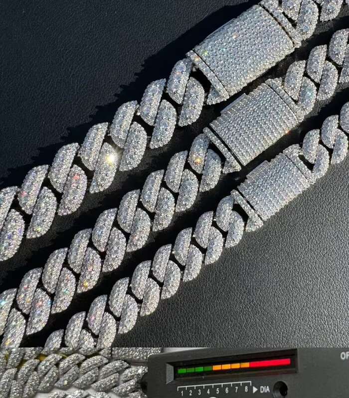Best Solid 925 Sterling Silver MOISSANITE 10mm 12mm 14mm Rounded Prong Platonic Link Chain With 16 - 30 Lengths