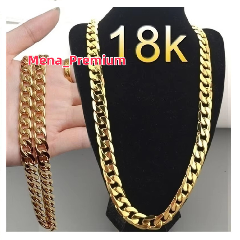 Fashion Hiphop Mens 18k Gold Plated Stainless Steel Cuban Link Chain Necklace for Men Jewelry