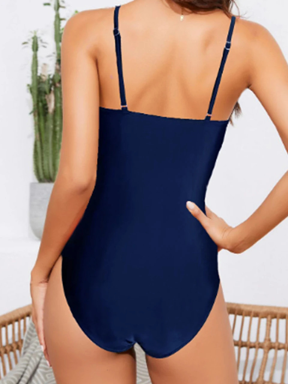 pleated solid swimsuit womens onepiece sexy shoulder strap apron beach wear bathroom 250327