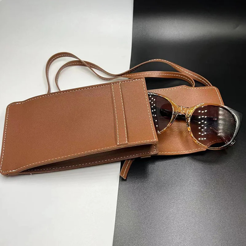 Super Fashion Girl Glasses Sunglasses Bag Brown PU Leather with String for Outside Travel Activities Goggles Storage 250326
